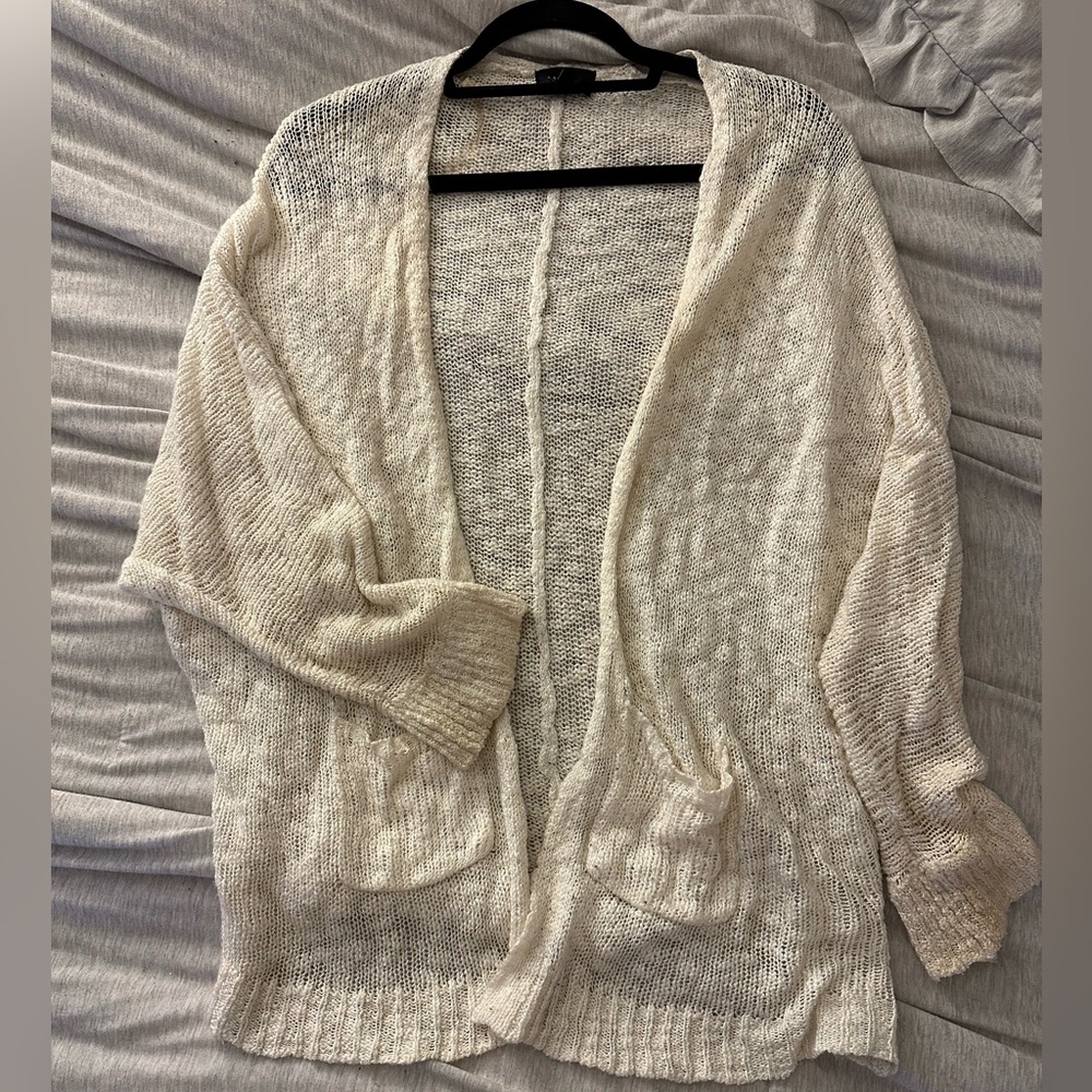 Active white/cream lightweight cardigan. Size Medium